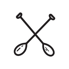 Doodle style illustration of crossed paddles in vector illustration.