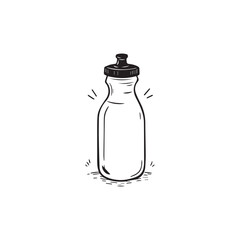 Sports water bottle line vector illustration, Hand Drawn Symbol Vector Illustration