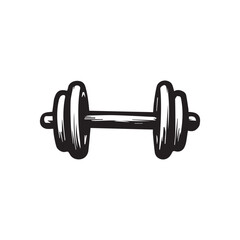 Hand drawn dumbbell. Doodle Sketch Vector Illustration