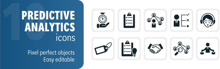 Obraz premium Business people working with predictive analytics icons set