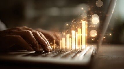 Abstract Digital Data Network with Glowing Stats and Connections

