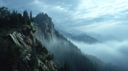 Misty mountain scenery