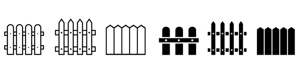 Fence icon vector set. Wood fencing illustration sign collection. Palisade symbol. Paling logo.