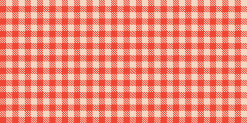 Seamless vector pattern red white checkered gingham retro picnic fabric tablecloth texture textile background summer decorative design traditional style wrapping illustration