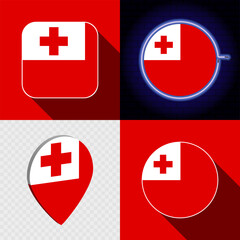 Obraz premium Set of modern icons with the national flag of Tonga.