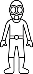 Scuba Diving Vector Line Art Icon.
