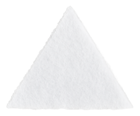 A triangular piece of white textured paper resembling a torn napkin on transparent background.