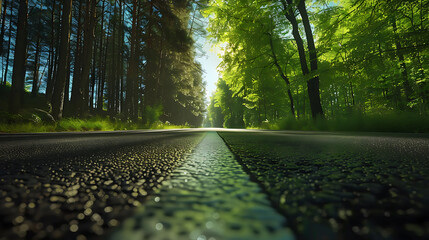 Serene Sunlit Forest Paths: Morning Light Filtering Through Lush Canopies