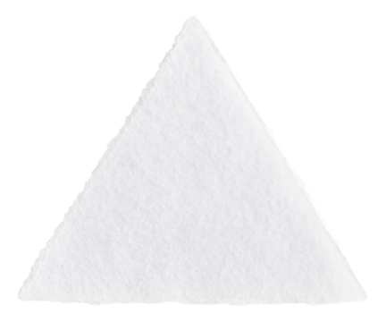 A triangular piece of white textured paper resembling a torn napkin on transparent background.