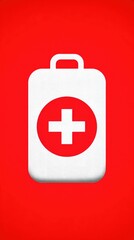 Medical First Aid Kit Icon on Red Background for Emergency Preparedness