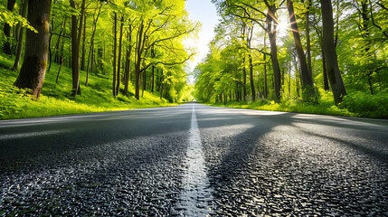 Serene Sunlit Forest Paths: Morning Light Filtering Through Lush Canopies