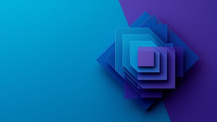 Fototapeta premium Abstract Layered Squares in Blues and Purples Modern Design