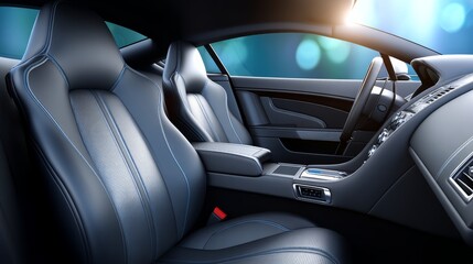 Sleek Black Leather Interior of a High-End Sports Car Showcasing Modern Design and Luxury Details