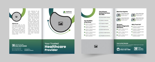 Modern Medical & Healthcare Bifold Brochure and Company Profile Template - Ideal for Promoting Hospitals, Clinics, Doctors and Medical Services