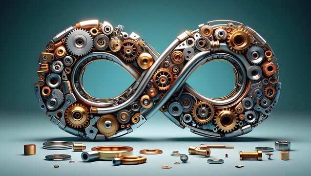 Endless Automation Cycle Depicting Gear Work and Perpetual Motion - Powered by Adobe