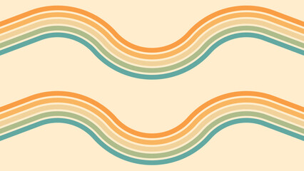 Abstract background of rainbow groovy Wavy Line design in 1970s Hippie Retro style. Vector pattern ready to use for cloth, textile, wrap and other.