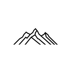 Three stark mountain peaks depicted in minimalist black line art against a white background