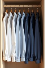 Modern Minimalist Wardrobe with Perfectly Arranged Men&rsquo;s Shirts