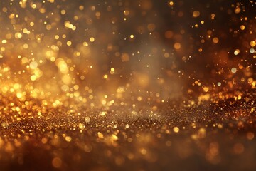 Naklejka premium Golden glitter bokeh background with glowing light effects