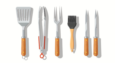 Fototapeta premium Realistic BBQ toolset for grilling and cooking