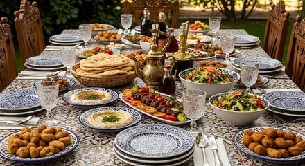 Lavish Middle Eastern Feast on Decorative Table
