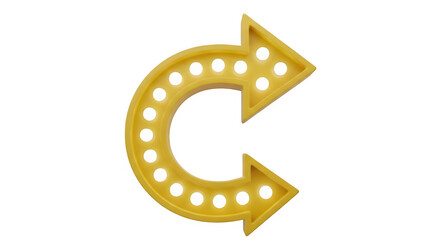 Golden Circular Arrows Design Element Perfect for Website Navigation Recycling or Renewal Concepts, transparent background