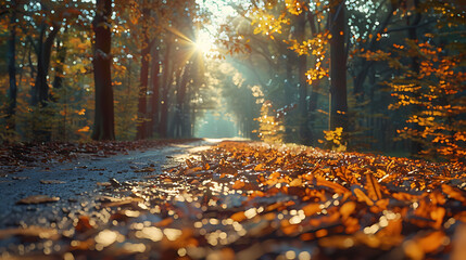 Serene Sunlit Forest Paths: Morning Light Filtering Through Lush Canopies