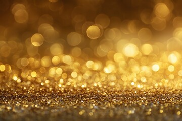 Golden glitter bokeh background with glowing light effects

