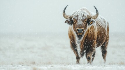 Majestic Bison in Winter Snow