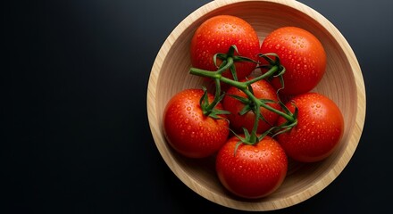 Fresh Tomatoes in Wooden Bowl