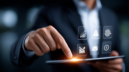 Digital Business Strategy and Risk Management - Futuristic Interface for Smart Planning