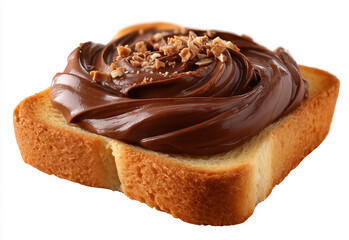 Indulgent Chocolate Cream Spread on Bread Slice - High-Resolution Food Photography on White Background with Clipping Path