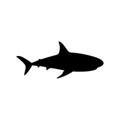 danger shark silhouette black isolated with white background. animal symbol. vector graphics