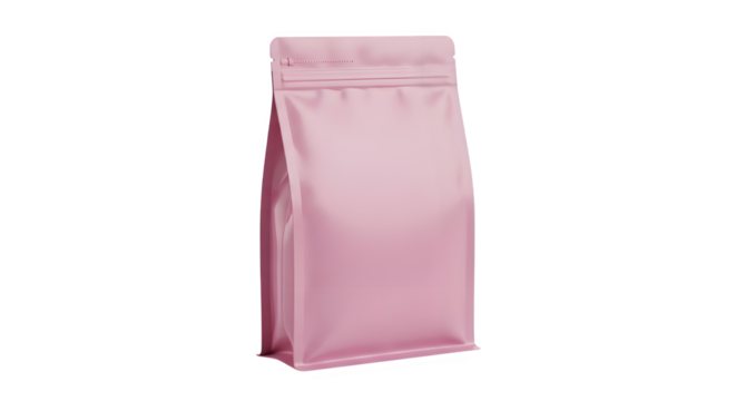 Pink Stand Up Pouch Packaging Mockup for Food or Coffee Products design Branding presentation, transparent background