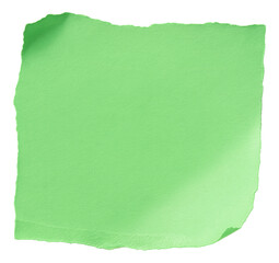 Obraz premium Torn square piece of light green paper with textured surface on transparent background.