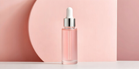 Pure Peptide Serum on light pink background