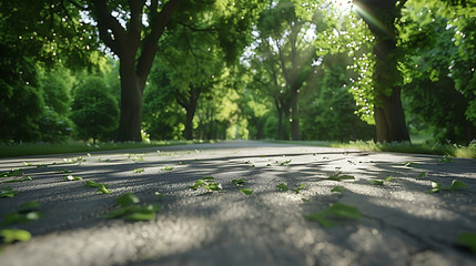 Serene Sunlit Forest Paths: Morning Light Filtering Through Lush Canopies