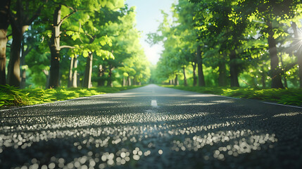 Serene Sunlit Forest Paths: Morning Light Filtering Through Lush Canopies