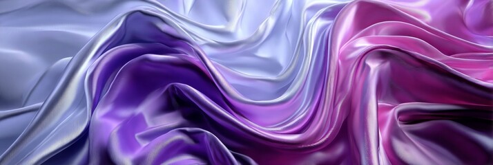 Obraz premium Wavy Silk Fabric Waves Abstract Background in Glossy Lilac and Violet Colors Flowing Elegantly