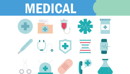 Medical Icons Healthcare, Hospital, Emergency, First Aid, and Doctor Symbols - Vector EPS Illustration