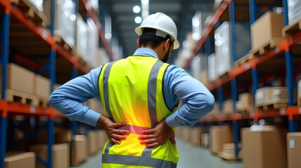 Warehouse Worker Back Pain Injury, Manual Labor Health Issue, Occupational Safety