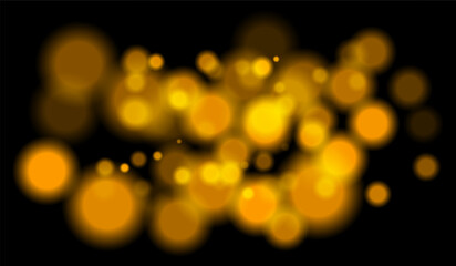 Fototapeta premium Bright orange bokeh particles of multiple sizes with depth effect on dark background. Perfect for night visuals or technology-themed scenes.