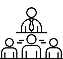 Minimal Meeting Icon Set – Office Gathering, Seminar, Webinar, Team Briefing, Collaboration Symbols