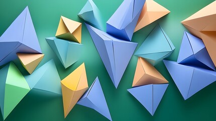 Obraz premium Abstract Colorful Paper Geometric Shapes Background