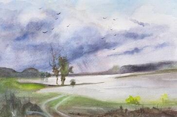 Rain over the lake