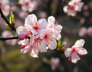 Obraz premium Dew Cover Morning Cherry Blossoms