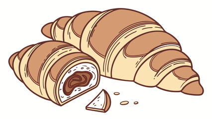 Delicious chocolate croissant pastry illustration