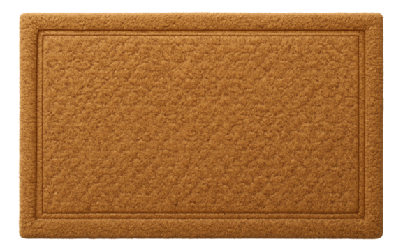 Brown textured rectangular entryway doormat with a raised border design on transparent background.