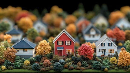 Miniature autumn neighborhood