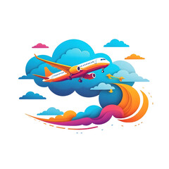 Fototapeta premium Vibrant Cloud Travel Concept - Colorful Sky Journey Illustration - Abstract Vacation Design - Bright Tourism Graphic Element